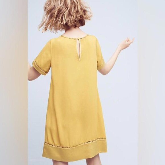Maeve Anthropologie Womens Size XS Verdet Gold Swing Mini Dress FLAW Stretch - Picture 2 of 15